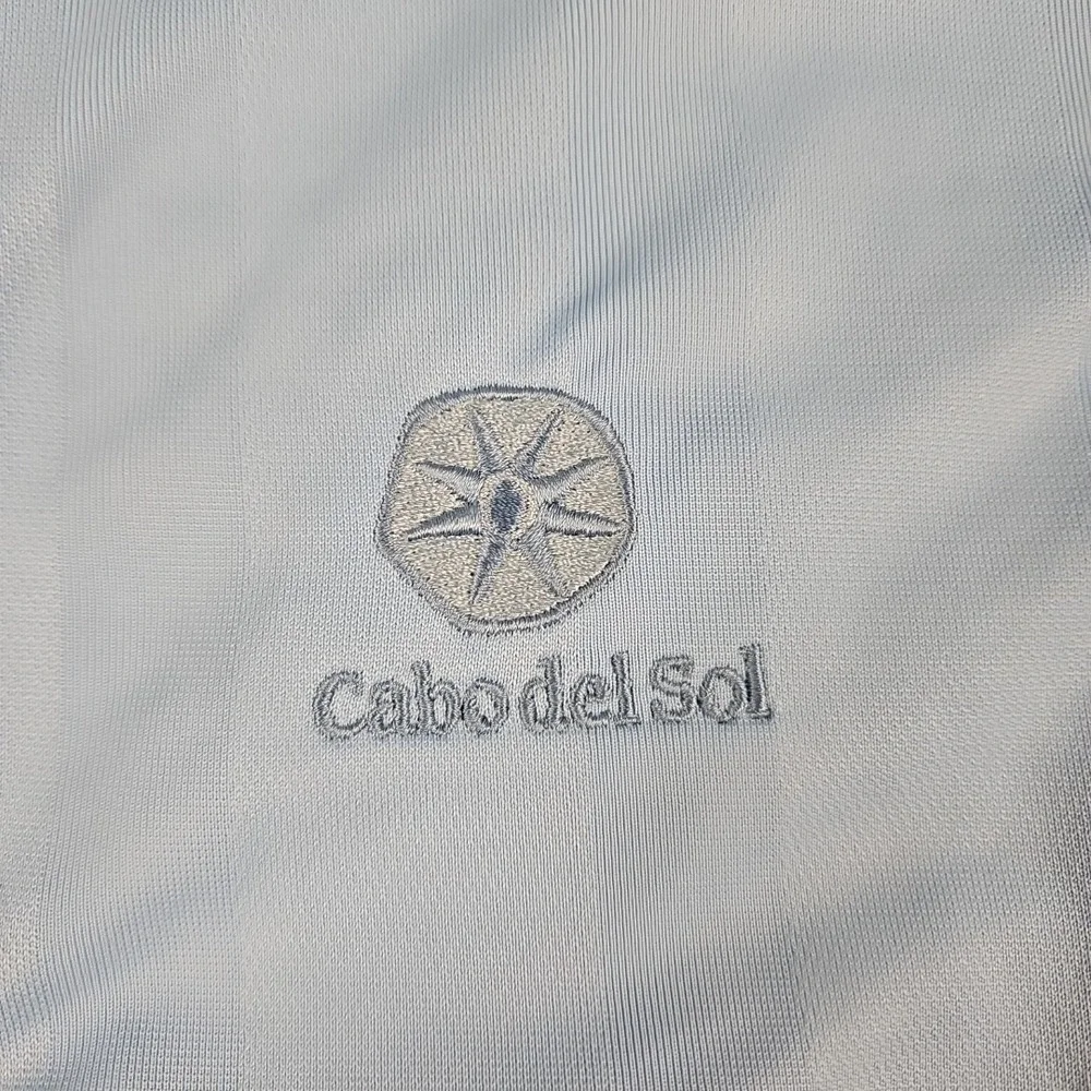 Cabo Del Sol Collection Golf Polo Short Sleeve Blue Stripe Shirt Sz L Eco Tec‎